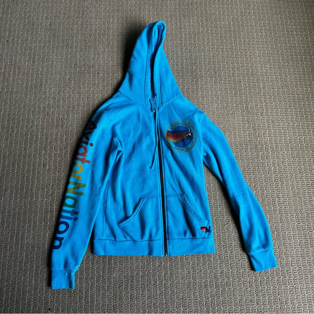 Aviator Nation Blue Zip-Up Hoodie